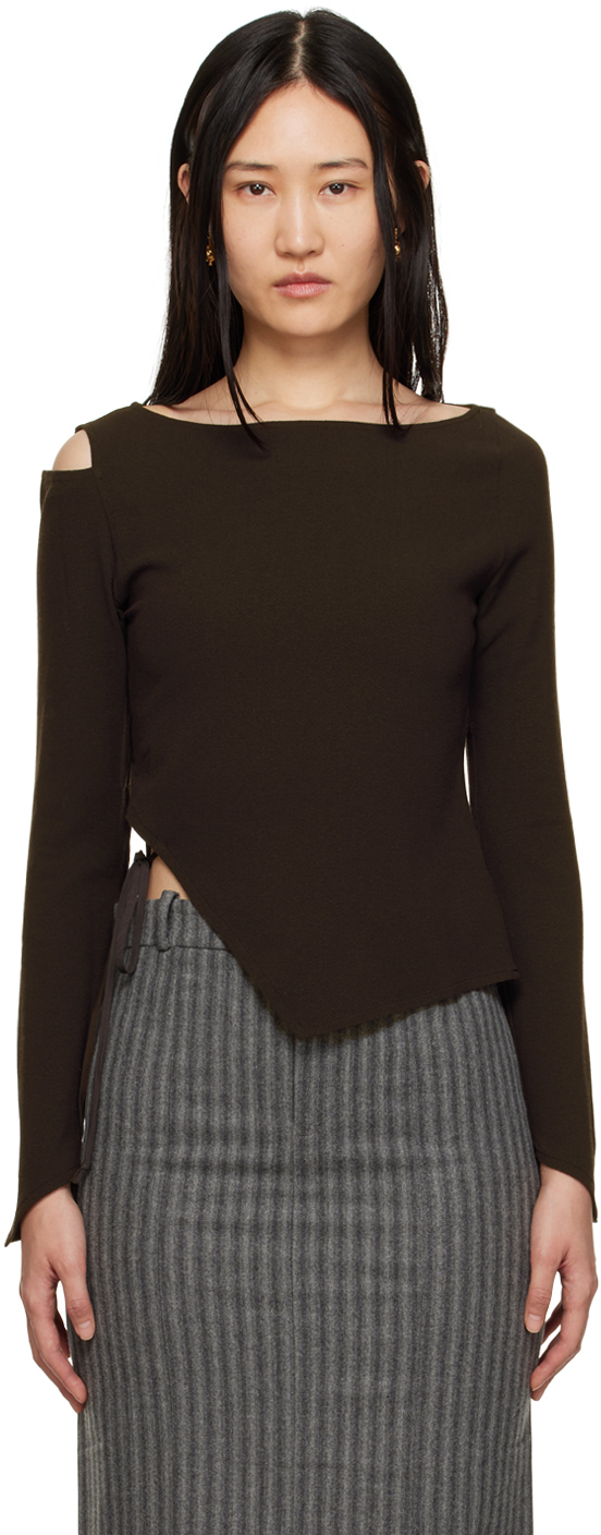 Paloma Wool Brown Wing Crewneck Sweater In C/326 Dark Brown