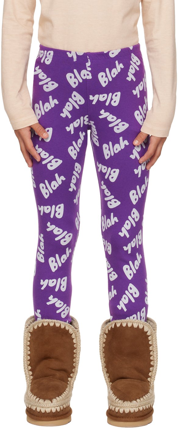 Blablakia Kids Purple 'blah' Leggings