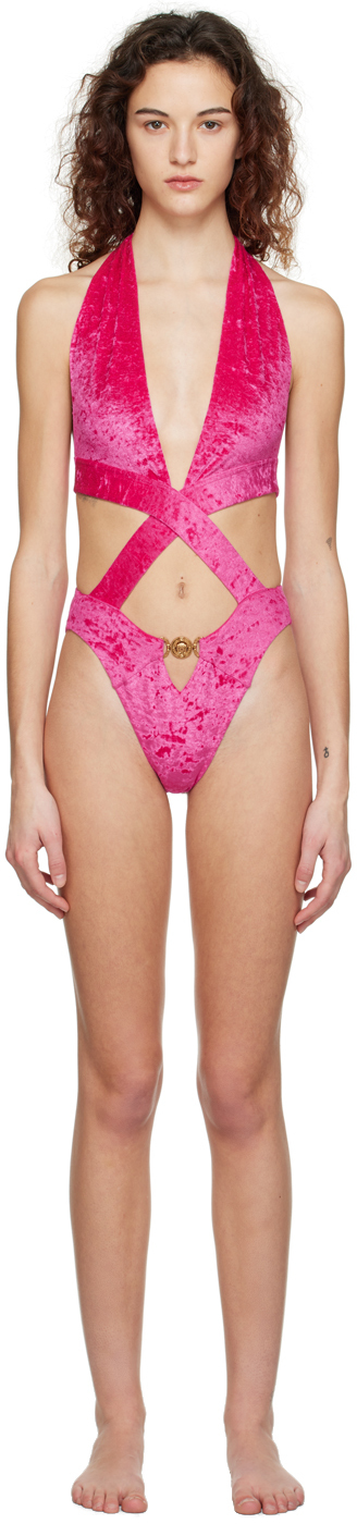 Versace Pink Medusa Swimsuit In 1pk30 Glossy Pink