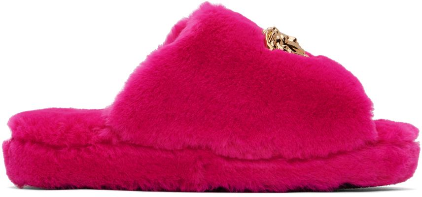 Versace Pink 'la Medusa' Slippers In Z1268 Fuxia