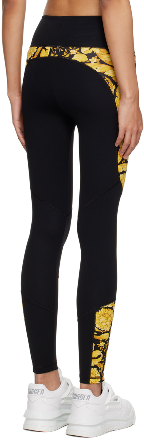 Versace Barocco-print Leggings In 5b010 Black+print