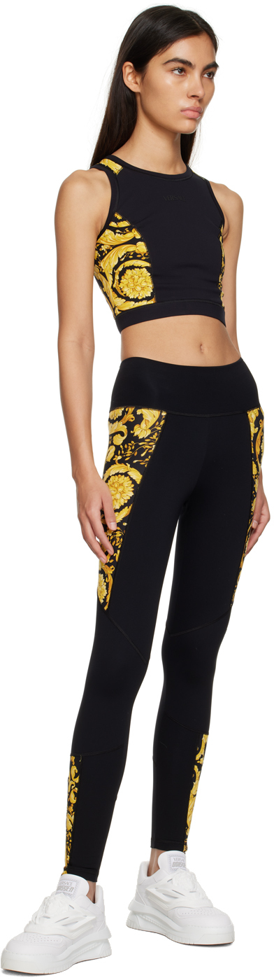 Versace Barocco-print Leggings In 5b010 Black+print