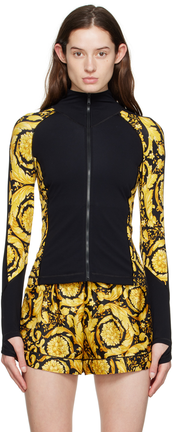 Shop Versace Black Barocco Sports Sweater In 5b010 Black+print