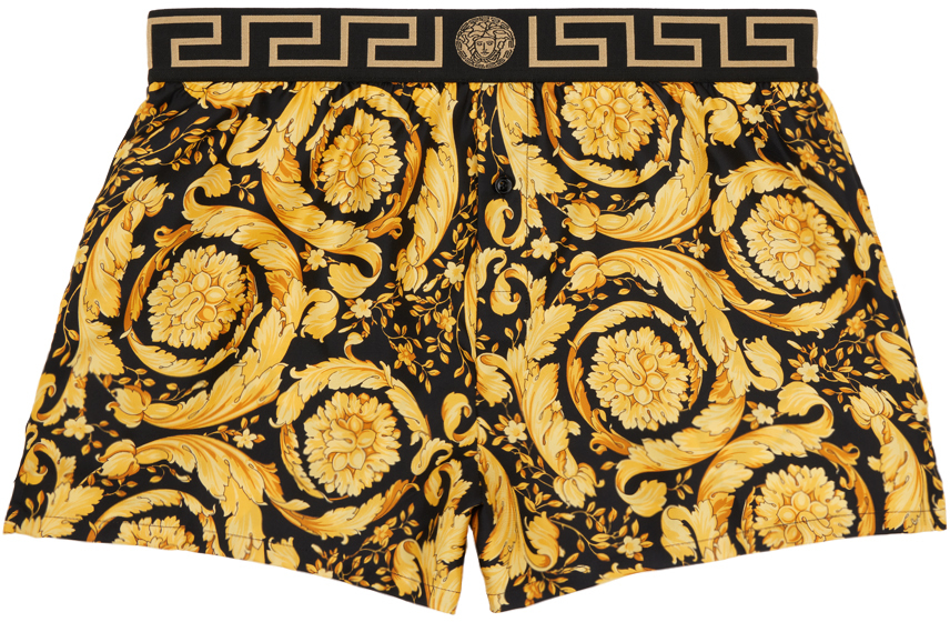 Versace Underwear: Black Barocco Boxers | SSENSE