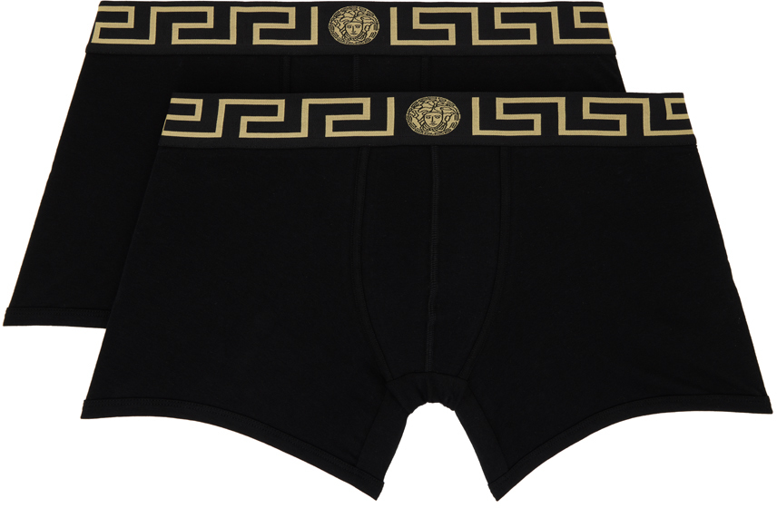 Aja Inschrijven kleding Versace Underwear: Two-Pack Black Greca Border Long Boxers | SSENSE
