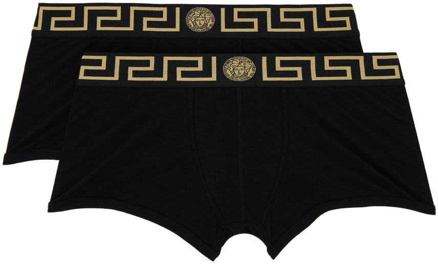 Versace Two-pack Black Greca Border Boxers In A80g Black