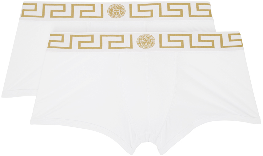 Versace Two-pack White Greca Border Boxers In A81h Whtwht