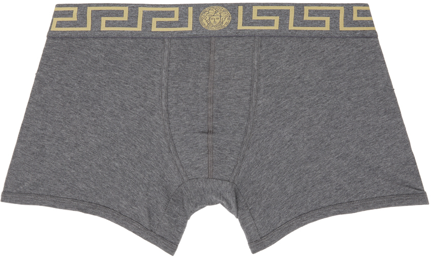 Versace Underwear: Gray Greca Border Boxer Briefs | SSENSE Canada