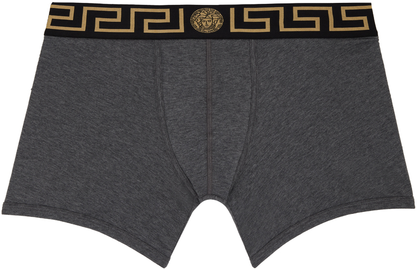 Versace Underwear: Gray Greca Border Boxers | SSENSE