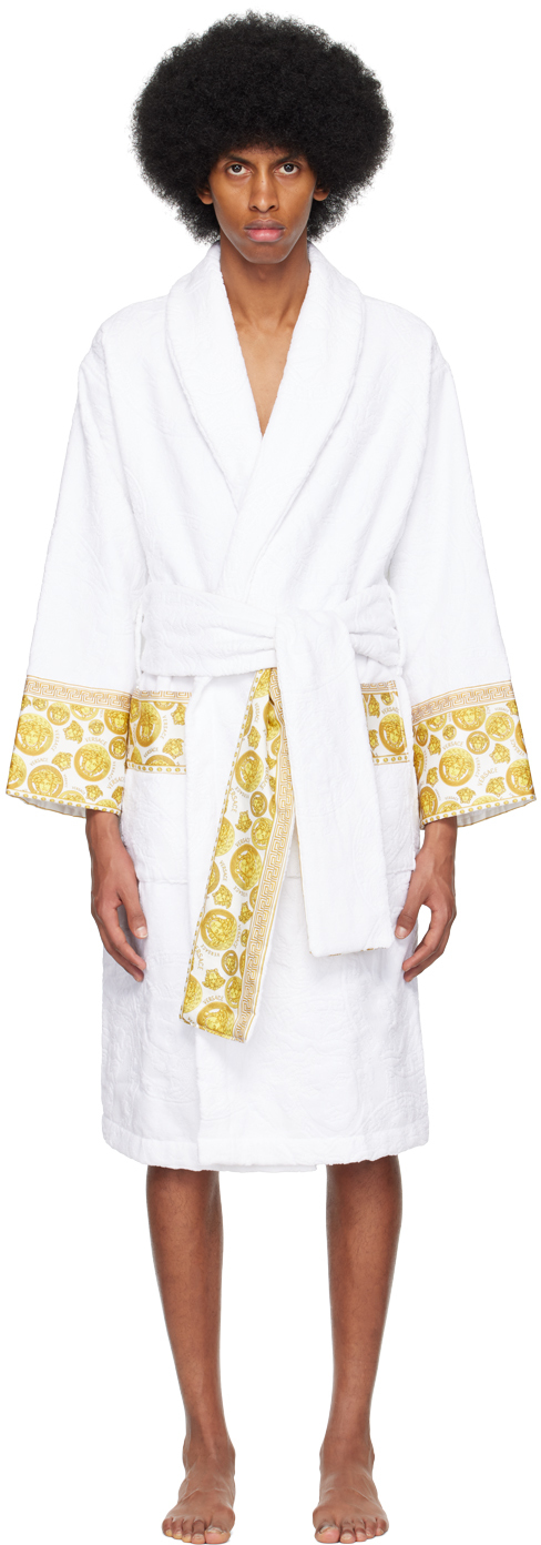 Versace Underwear White & Gold 'I Heart Baroque' Robe