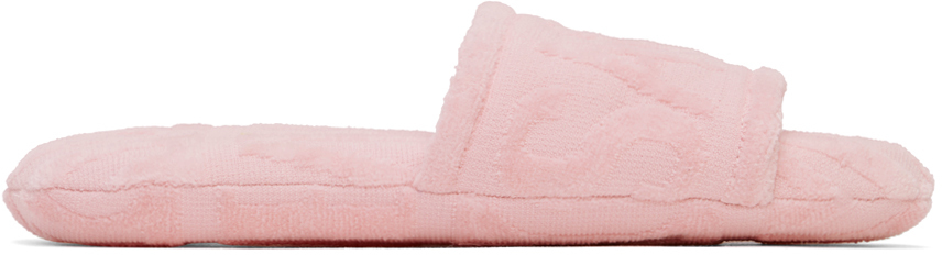 Versace Pink Jacquard Slippers In 5p410 Pink+pink