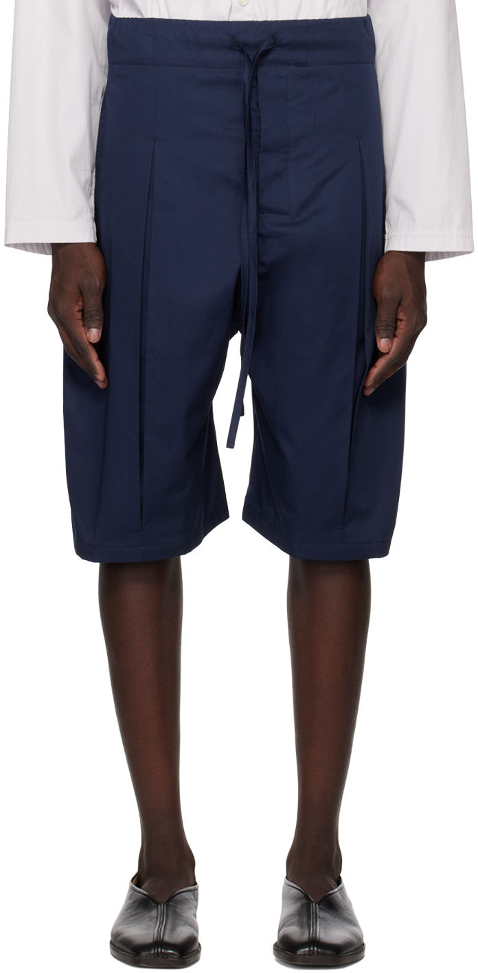 sage nation box pleats shorts navy L-