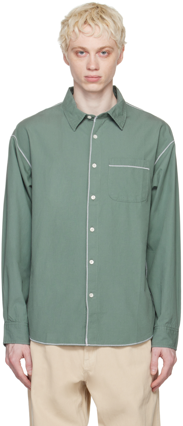 Adsum Green Overlock Shirt In Gazer Slate
