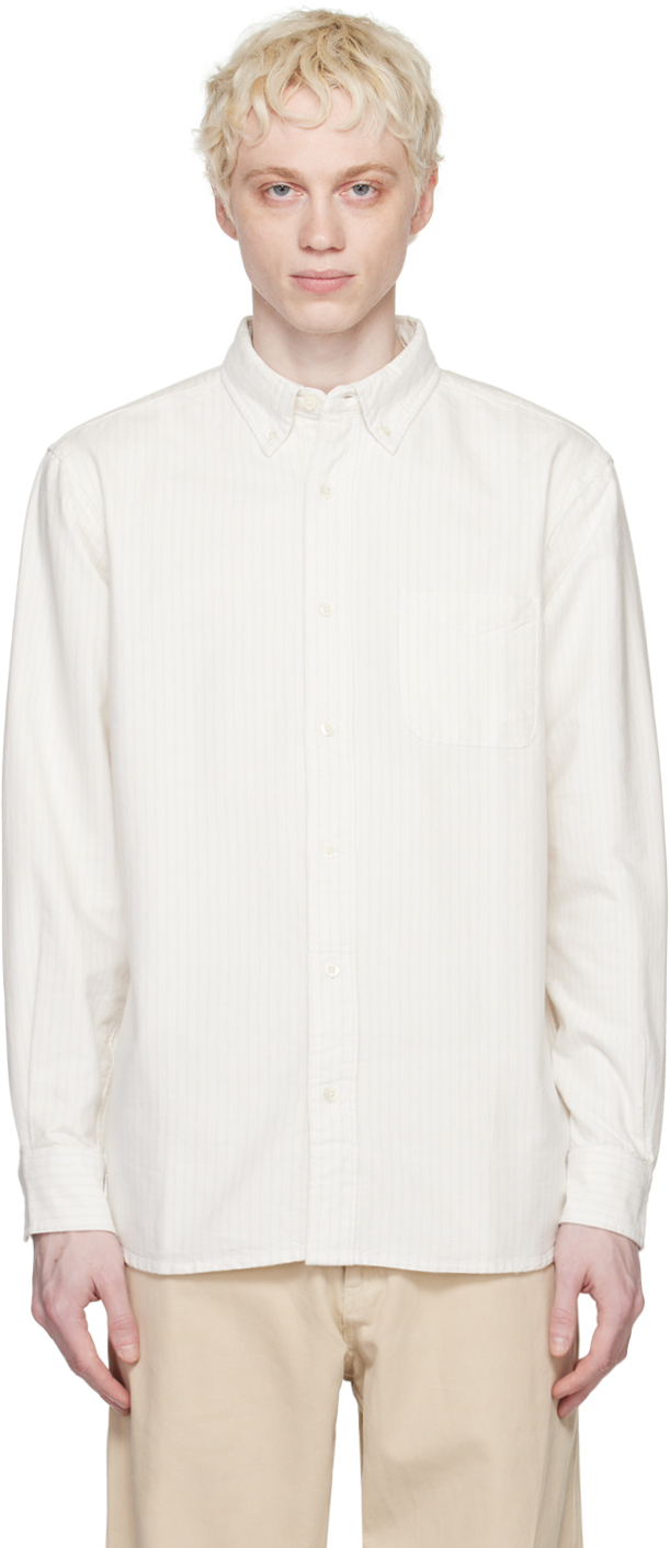 Adsum Off-white Striped Shirt In White Oxford Stripe