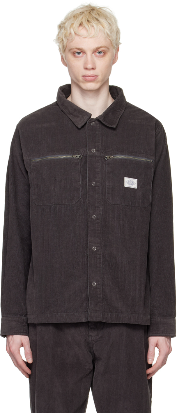Adsum Gray Zip Pocket Shirt In Charcoal