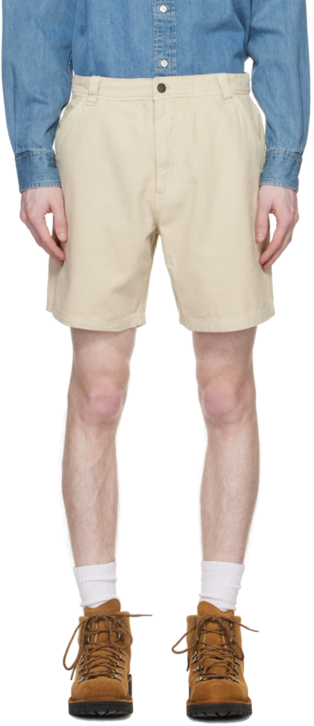 Beige Pigment-Dyed Shorts