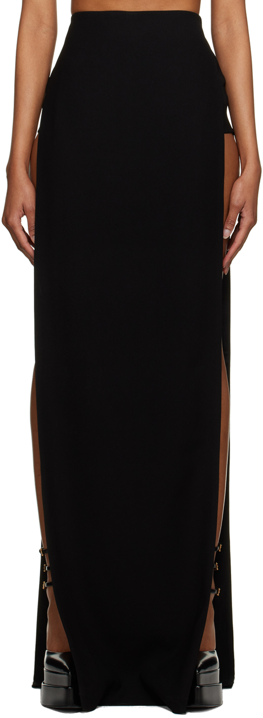 Monot Black Vented Maxi Skirt In Black 22797561