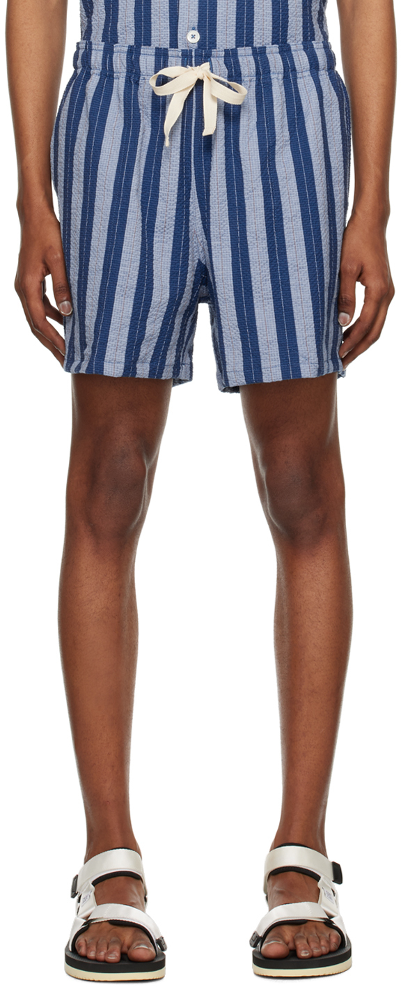 Howlin' Blue Smiling Shorts In Blue Stripes