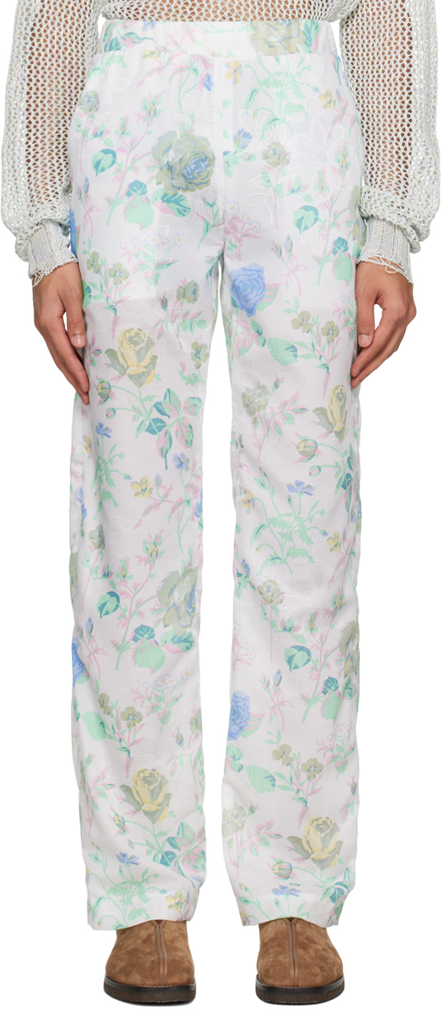 Young N Sang White Printed Trousers