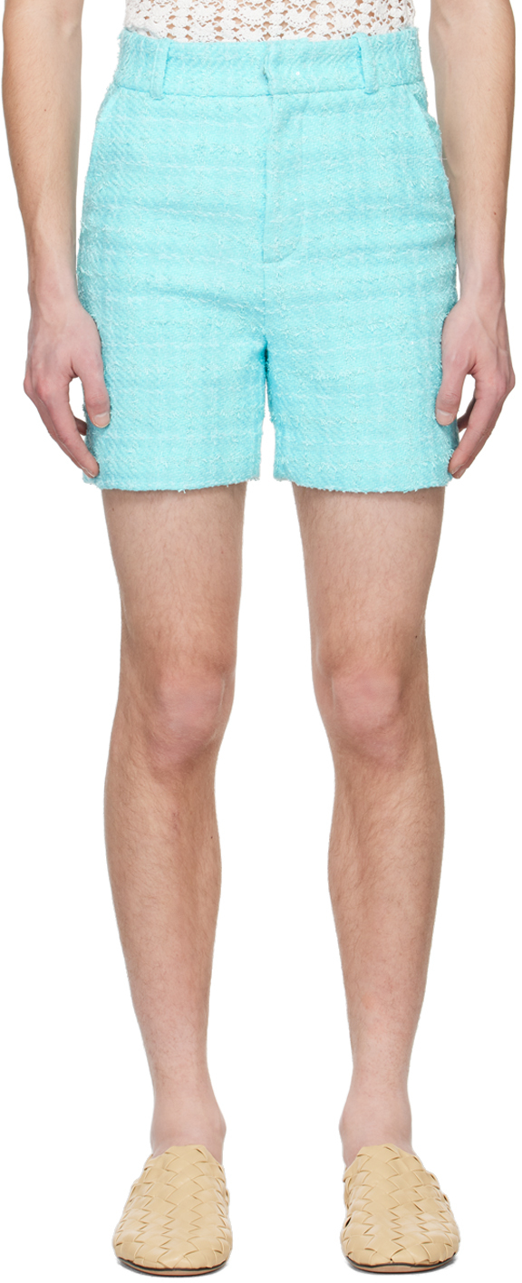 Blue Sequinned Shorts