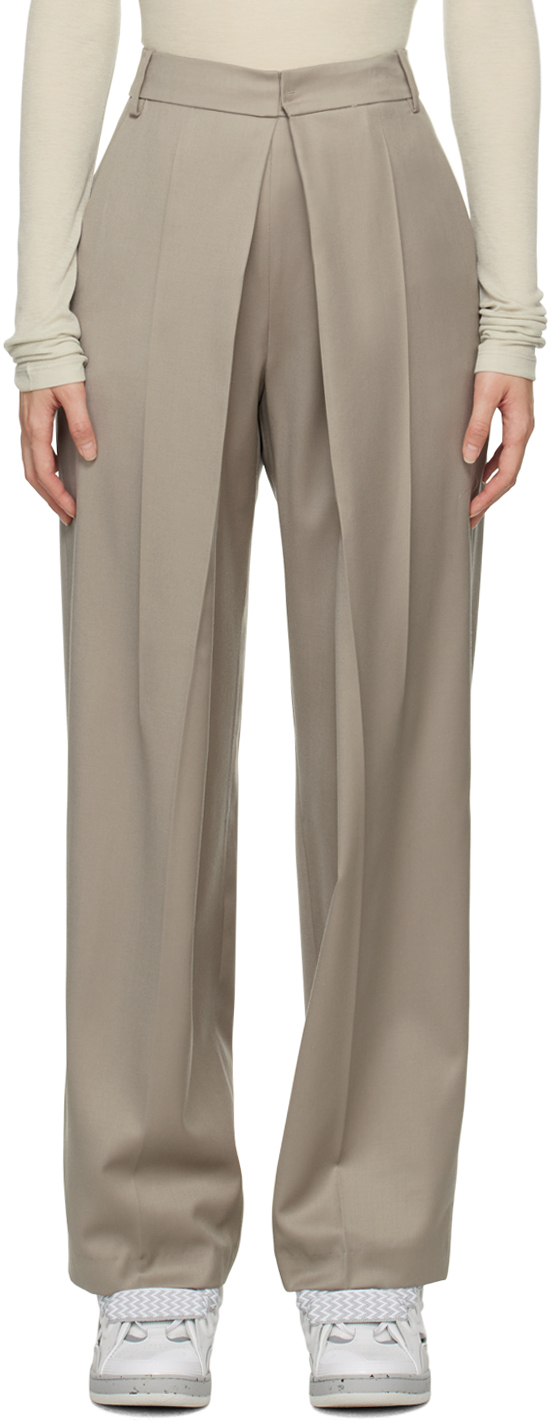 LOW CLASSIC: Taupe Pleated Trousers | SSENSE