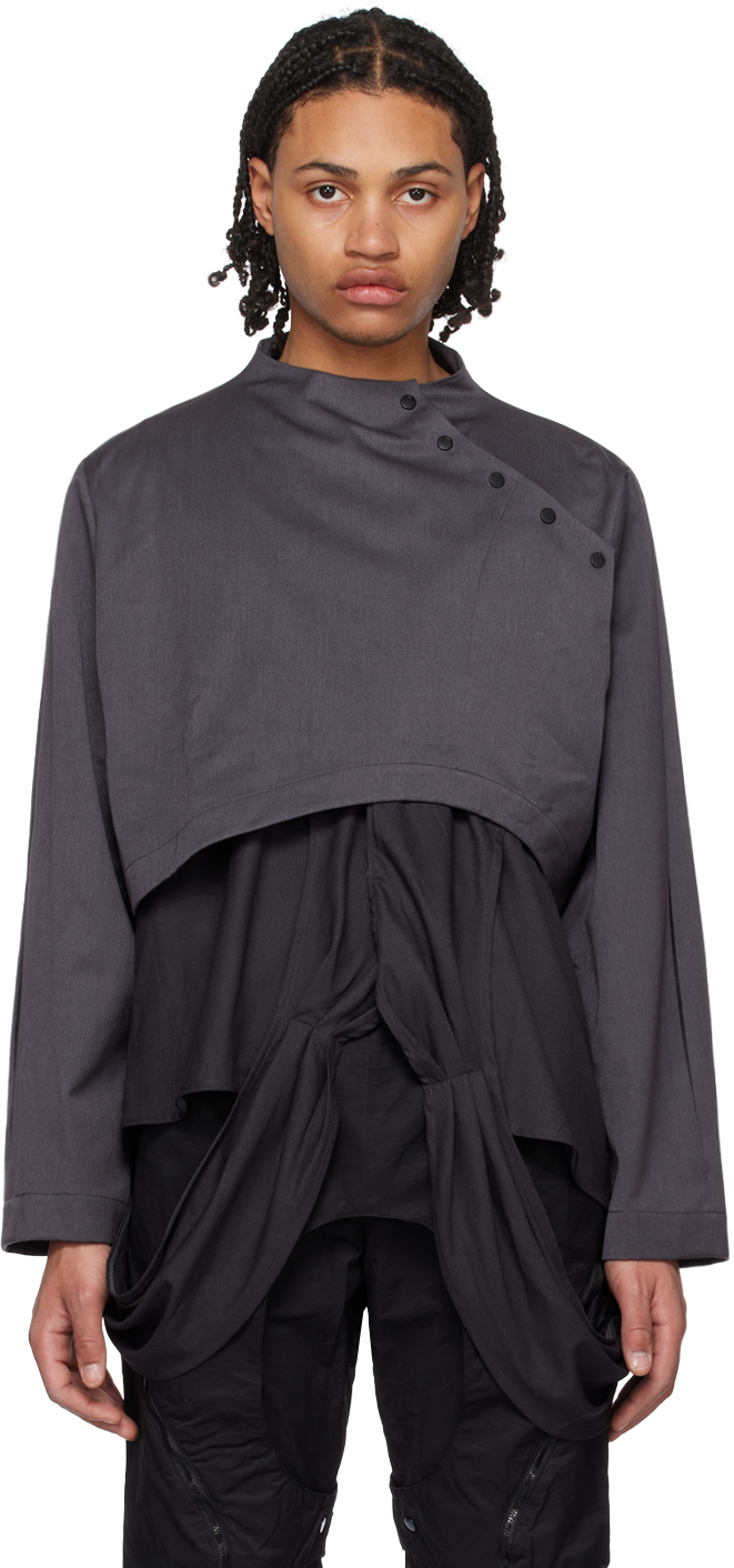 Ænrmòus Gray Ciam Shirt & Vest Set In Dark Grey