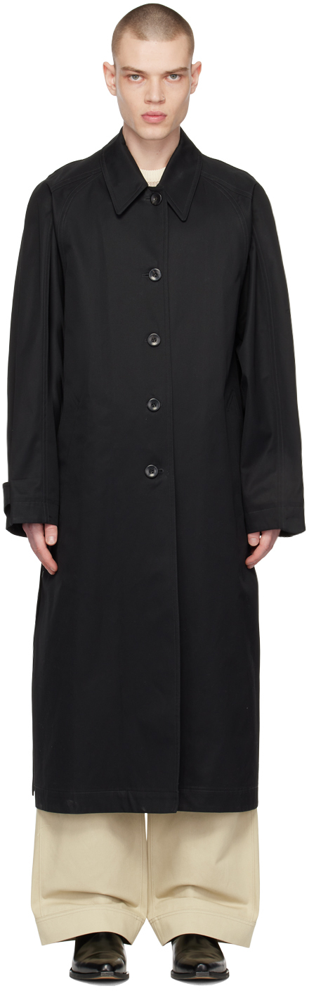 LOW CLASSIC: Black Paneled Trench Coat | SSENSE