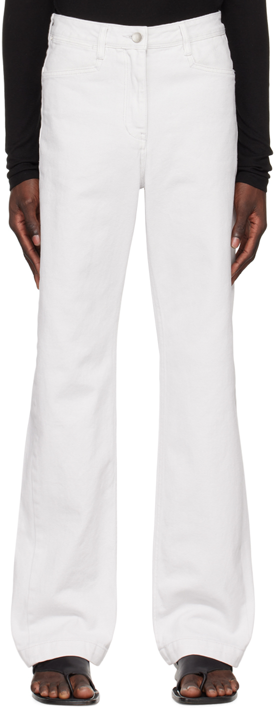 Low Classic Off-white Five-pocket Jeans In White Grey