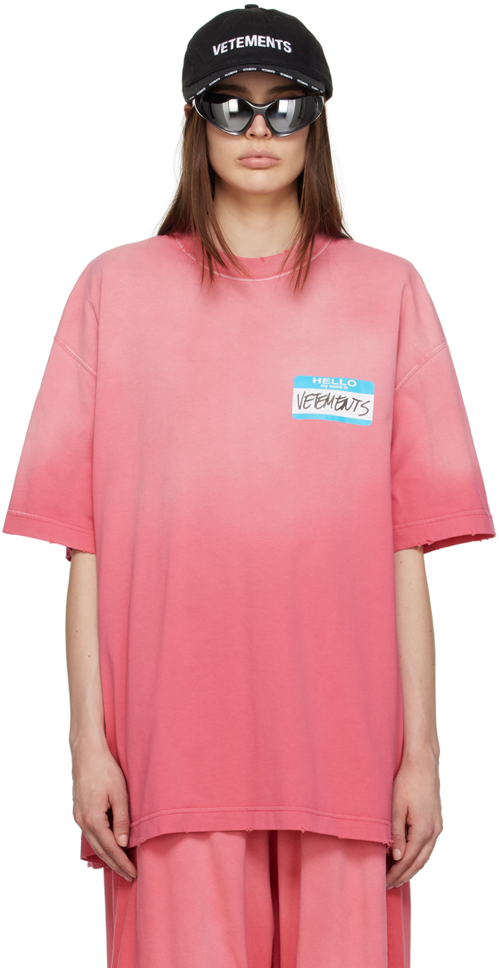 Pink 'My Name Is' T-Shirt by VETEMENTS on Sale