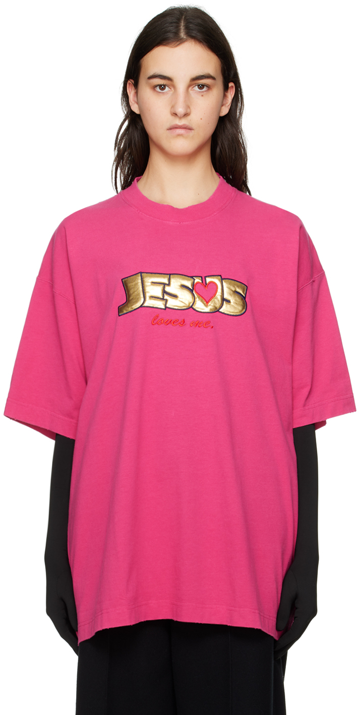 VETEMENTS Pink Jesus Loves You T-Shirt