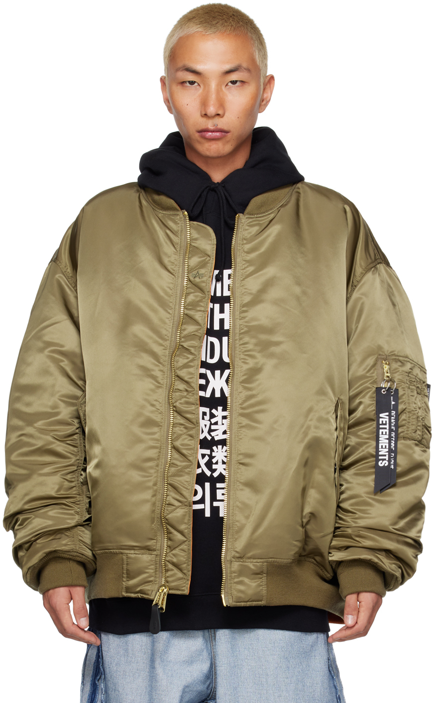 Khaki Reversible Bomber Jacket by VETEMENTS on Sale