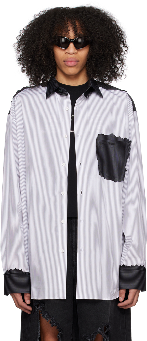 Vetements Patchwork Striped Shirt In Weiss