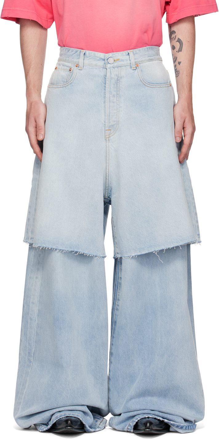 VETEMENTS: Blue Baggy Denim Shorts | SSENSE