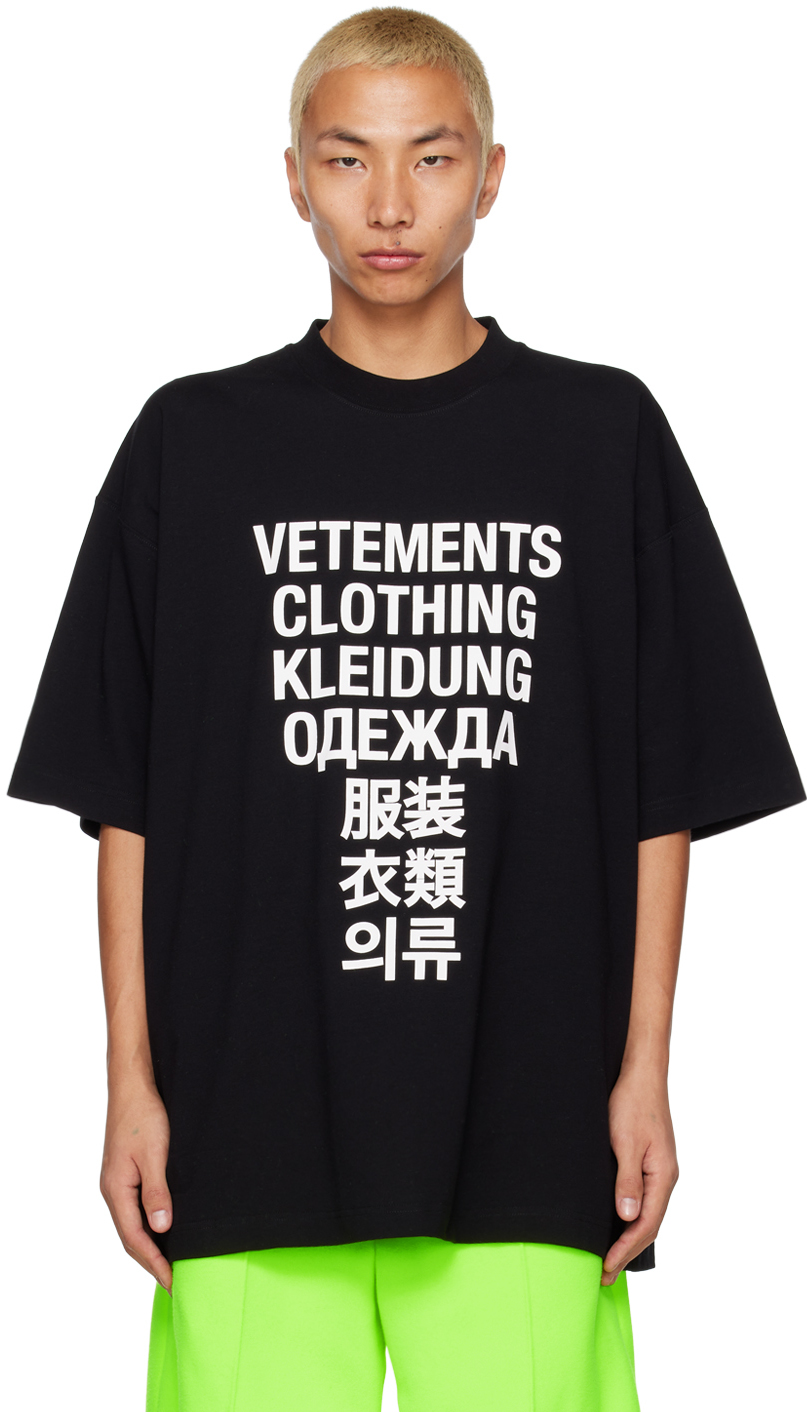 Black Translation T-Shirt by VETEMENTS on Sale