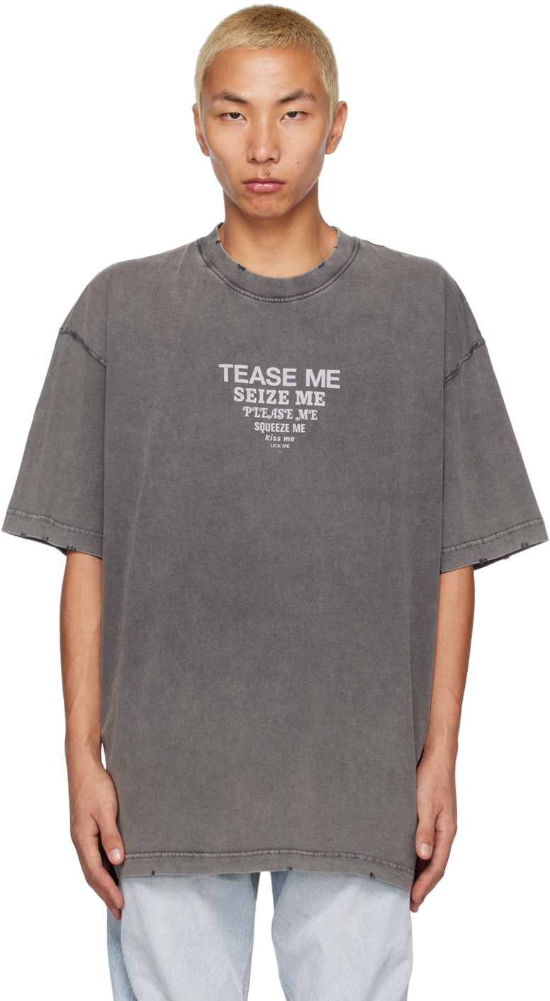 VETEMENTS: Gray 'Tease Me' T-Shirt | SSENSE