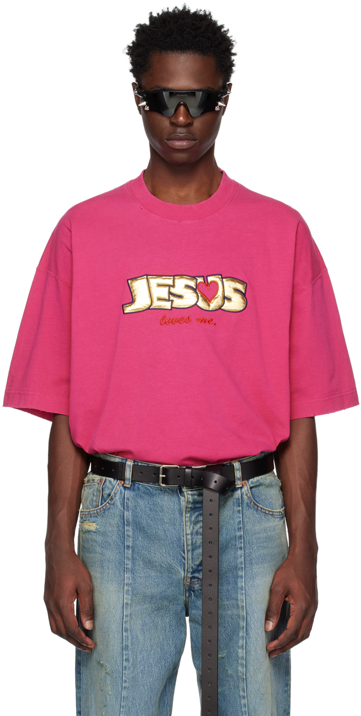 Pink 'Jesus Loves You' T-Shirt
