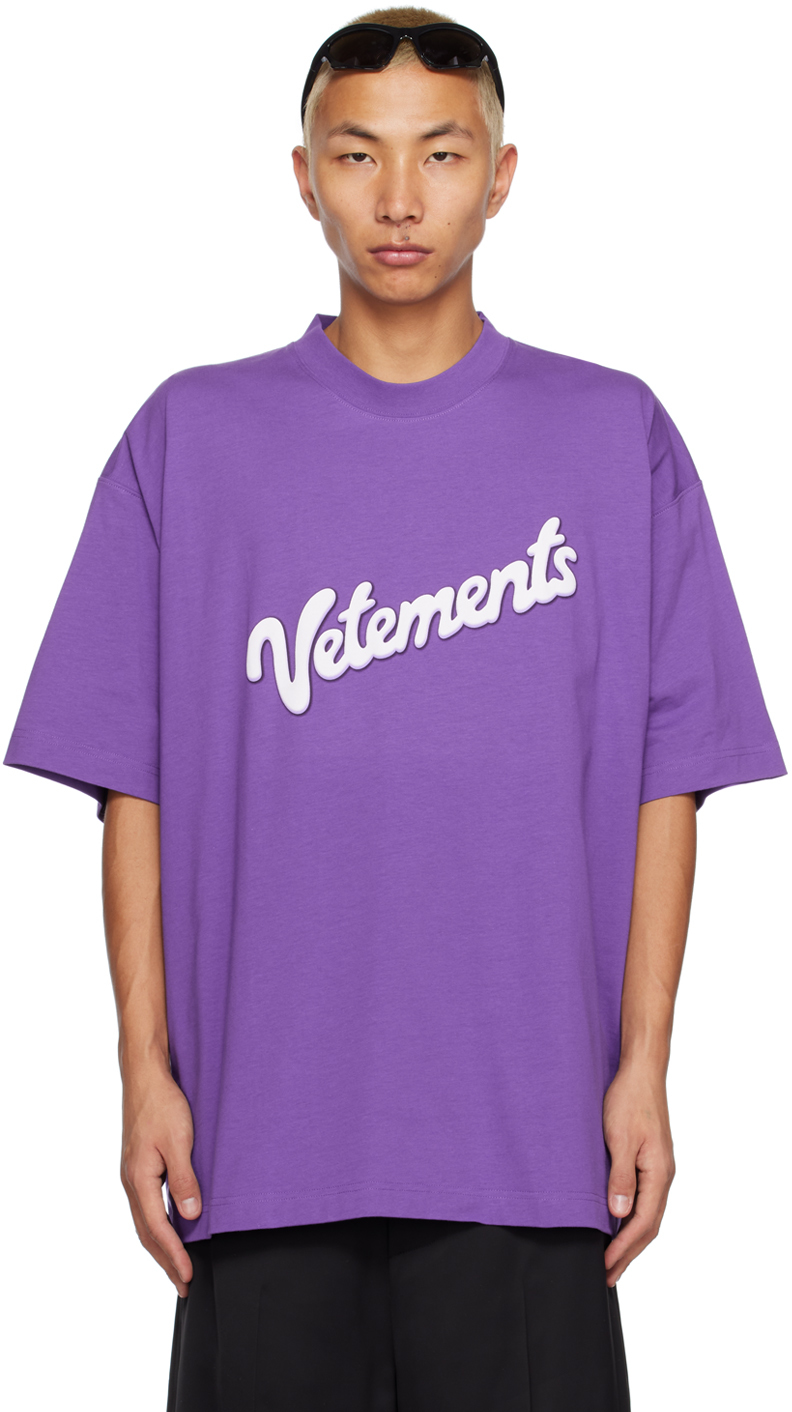 Vetements Logo-print Short-sleeved T-shirt In Purple
