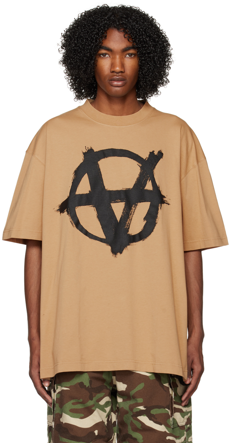 VETEMENTS: Beige Double Anarchy T-Shirt | SSENSE