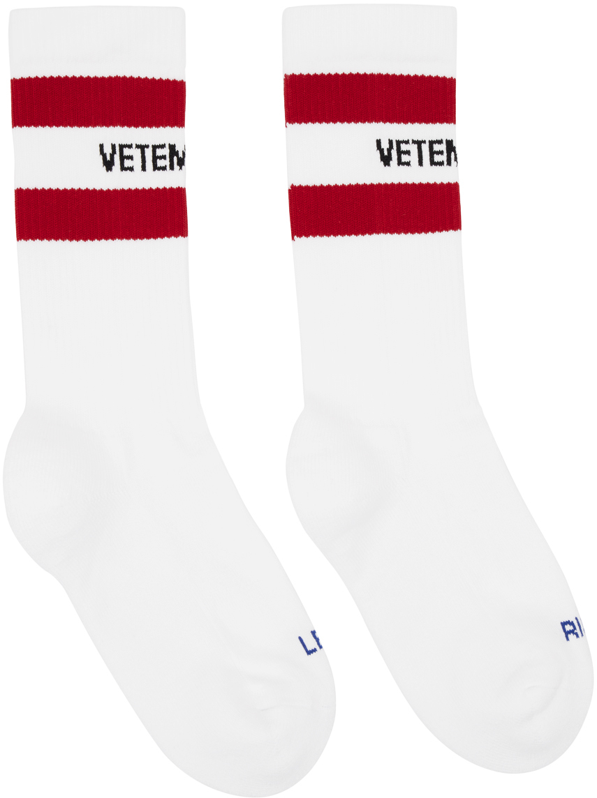 Vetements Logo-print Ankle Socks In White