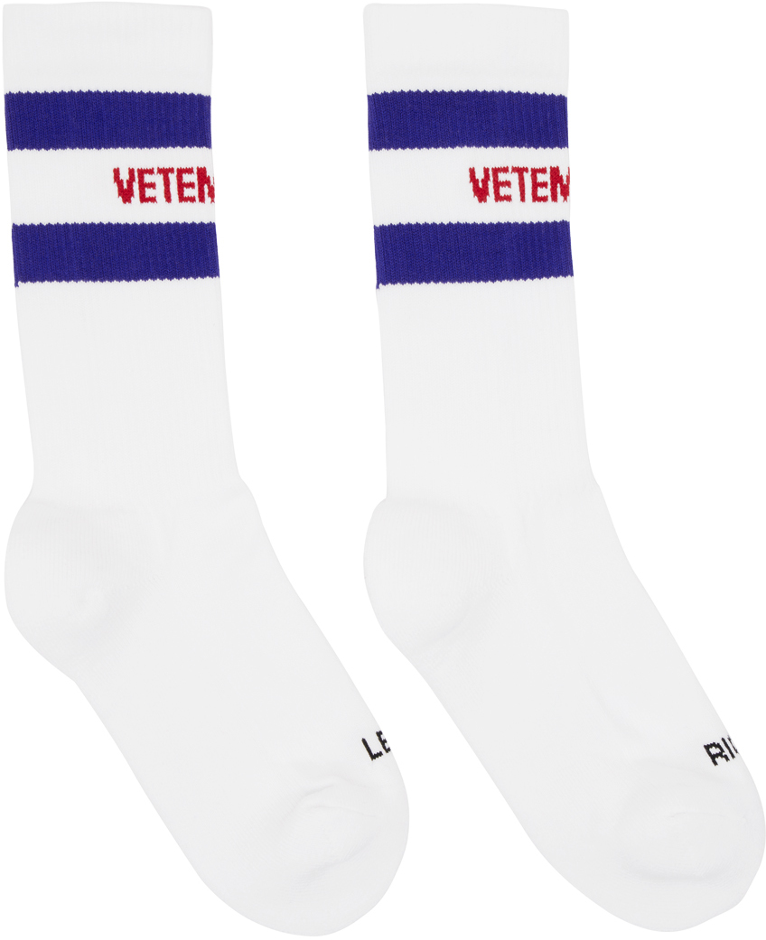 Vetements White Iconic Socks In White/navy