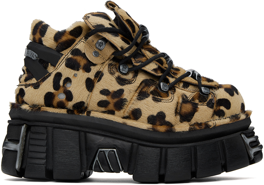 Vetements Brown New Rock Edition Platform Sneakers In Leaopard