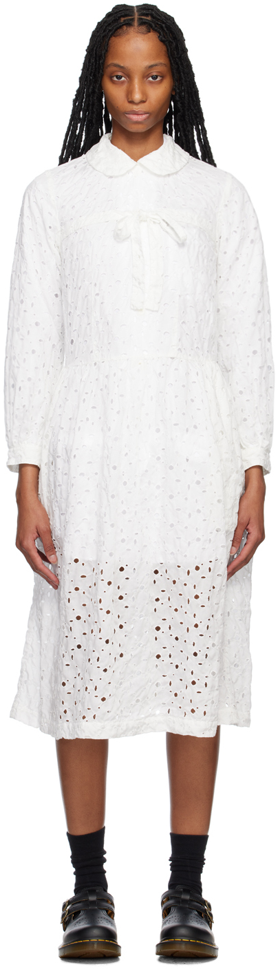 Comme Des Garcons Girl Broderie-anglaise Cotton-lace Midi Dress In 1 White