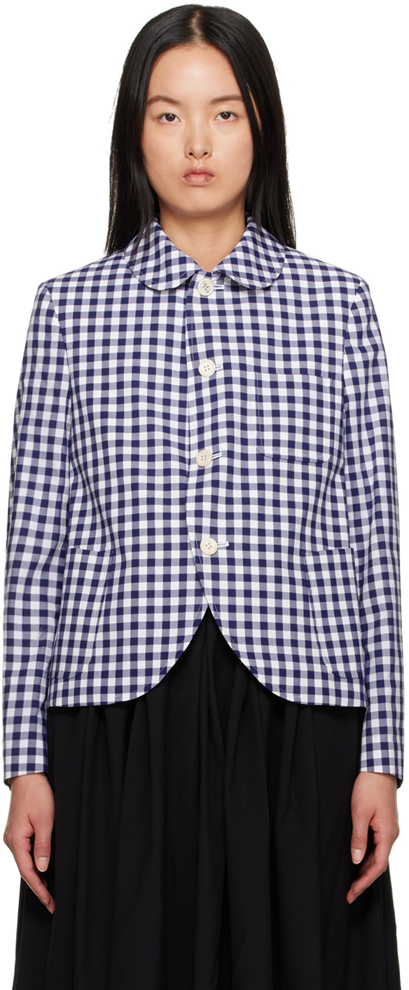 Blue & White Check Jacket by Comme des Garçons Girl on Sale