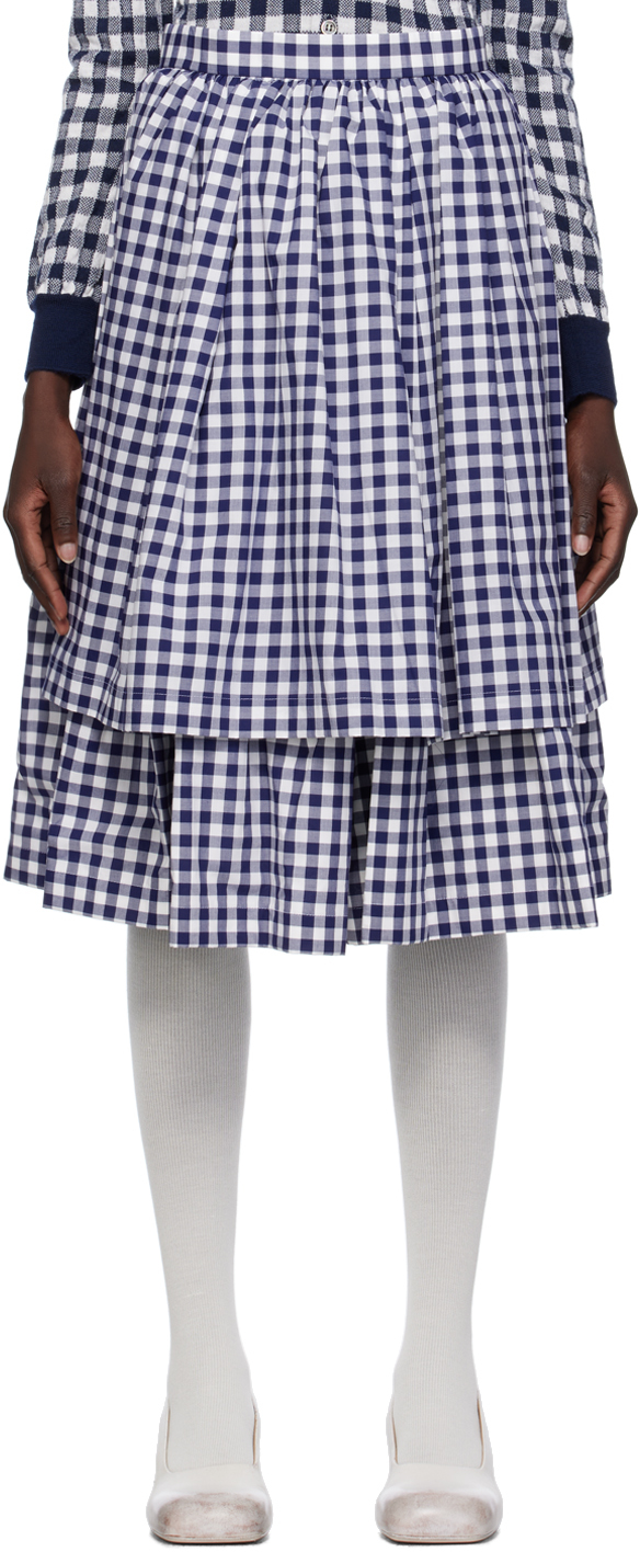 Navy Layered Midi Skirt