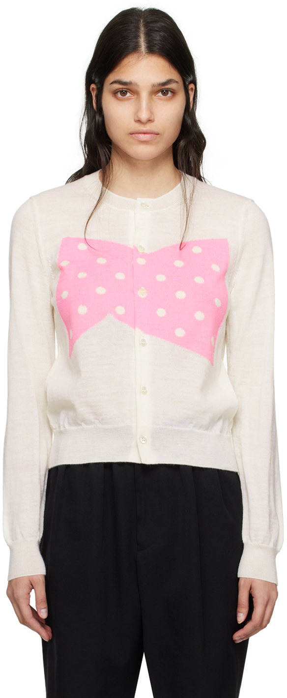 Comme Des Garcons Girl White Bow Cardigan