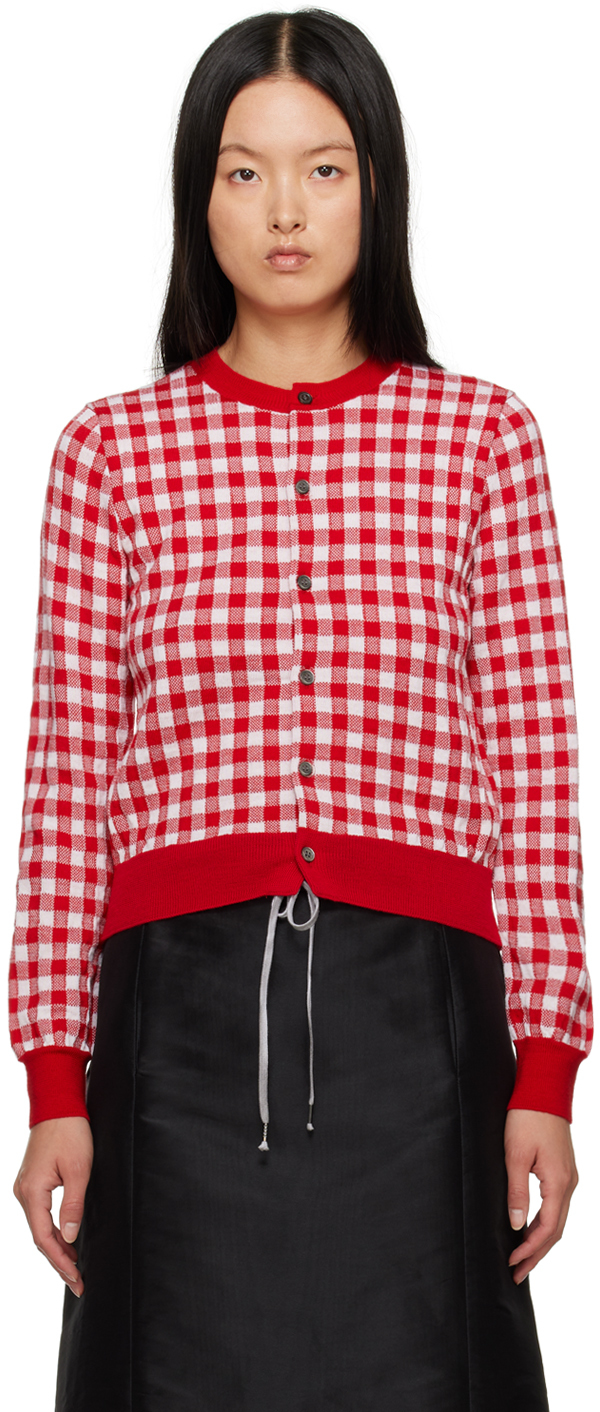 COMME DES GARCONS GIRL RED CHECK CARDIGAN
