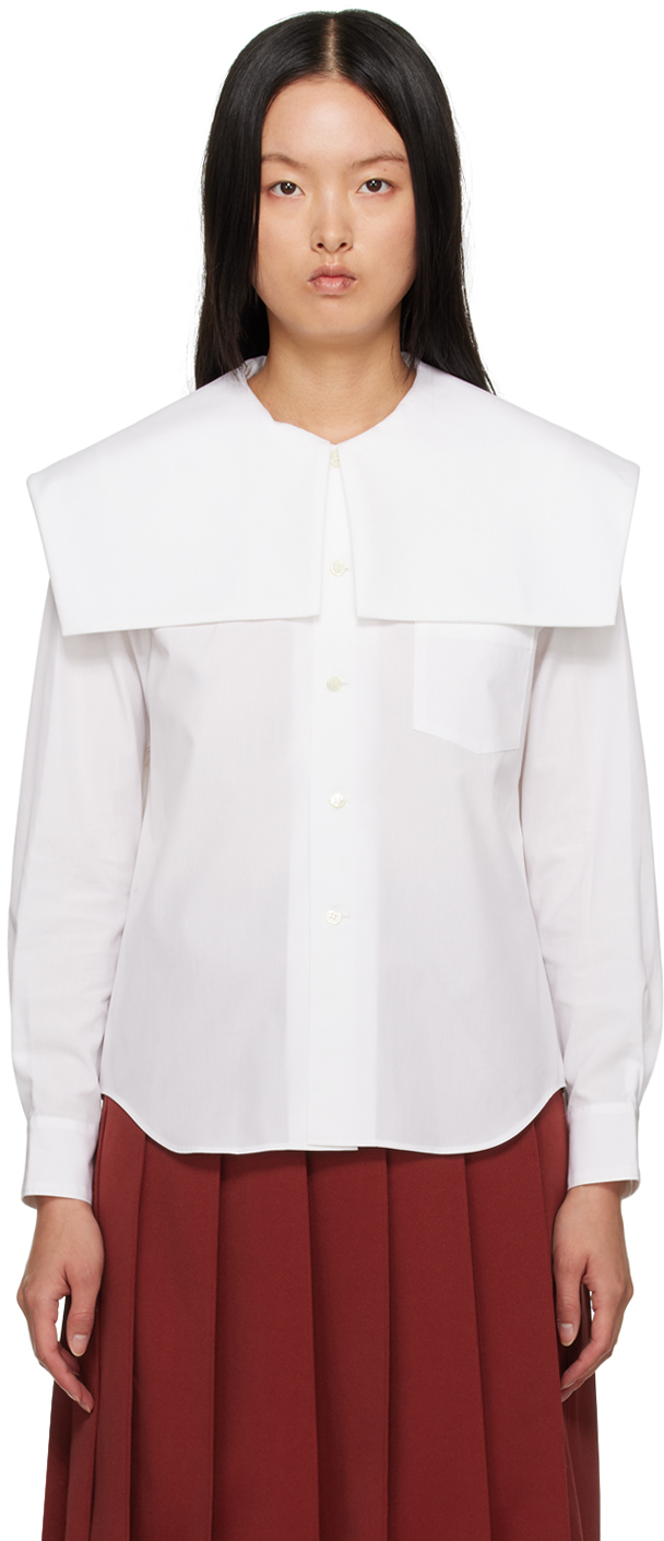 Comme Des Garcons Girl Peter-pan Collar Long-sleeved Shirt In White