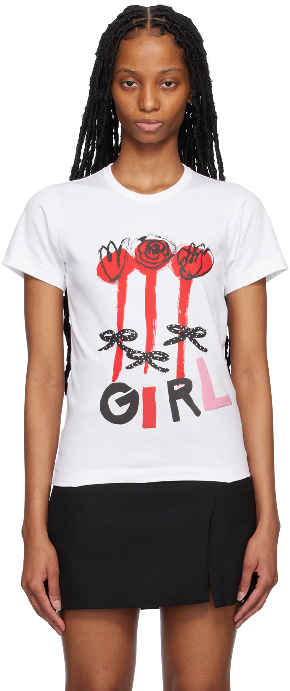 Comme Des Garcons Girl Logo-print Short-sleeve T-shirt In White