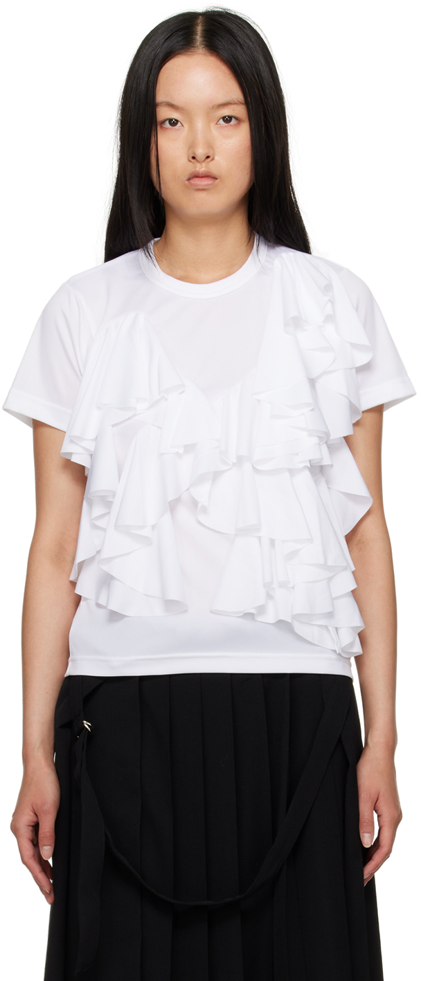 Comme Des Garçons Comme Des Garçons Ruffled T-shirt In 2 White