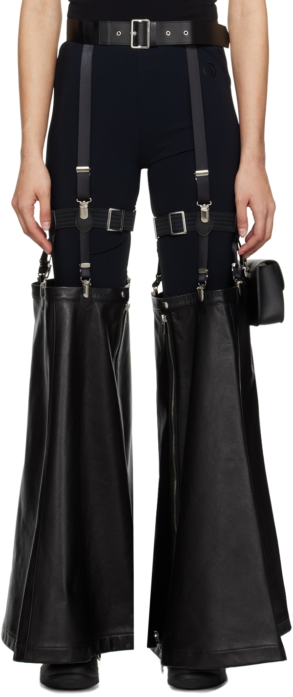Black Garter Leather Trousers